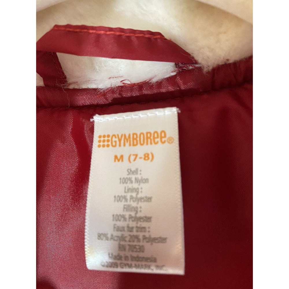 GYMBOREE girls red faux fur collar puffer zip up vest size 7/8 - Picture 2 of 5
